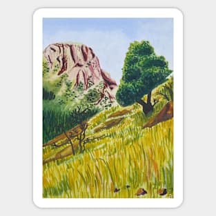 Mountain with green tree Sticker